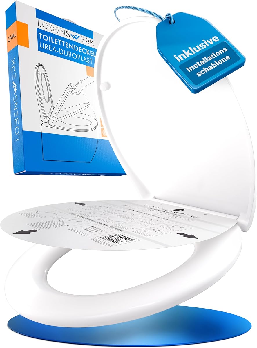 Toilettendeckel mit Absenkautomatik [Einfache Montage] antibakteriell & UV-beständig | Quick-Release-Funktion | Klodeckel, Klobrille, WC Sitz inkl. Installationsschablone