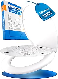 LOBENSWERK Toilettendeckel mit Absenkautomatik [Einfache Montage] antibakteriell & UV-beständig | Quick-Release-Funktion | Klodeckel, Klobrille, WC Sitz inkl. Installationsschablone