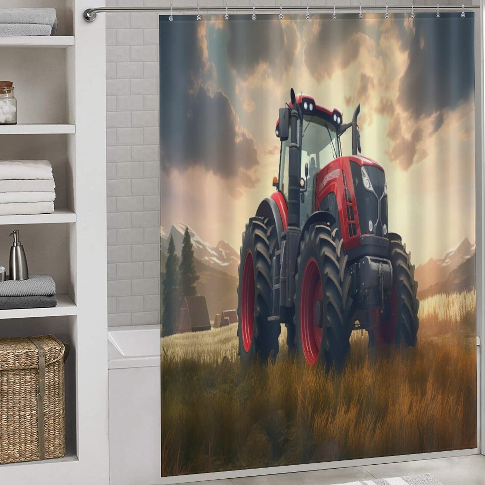 Rideau de douche tracteur fini les moisissures avec ce rideau de bain tissu lavable et étanche
