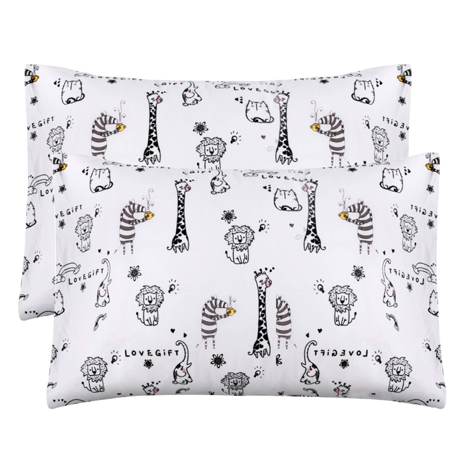 Aisawate Kid Toddler Pillowcase 2 Pack - Organic Cotton Baby Travel Pillow Case - Hypoallergenic Envelope Closure Girls Boys Pillow Cover for Sleeping, 14x20 inch