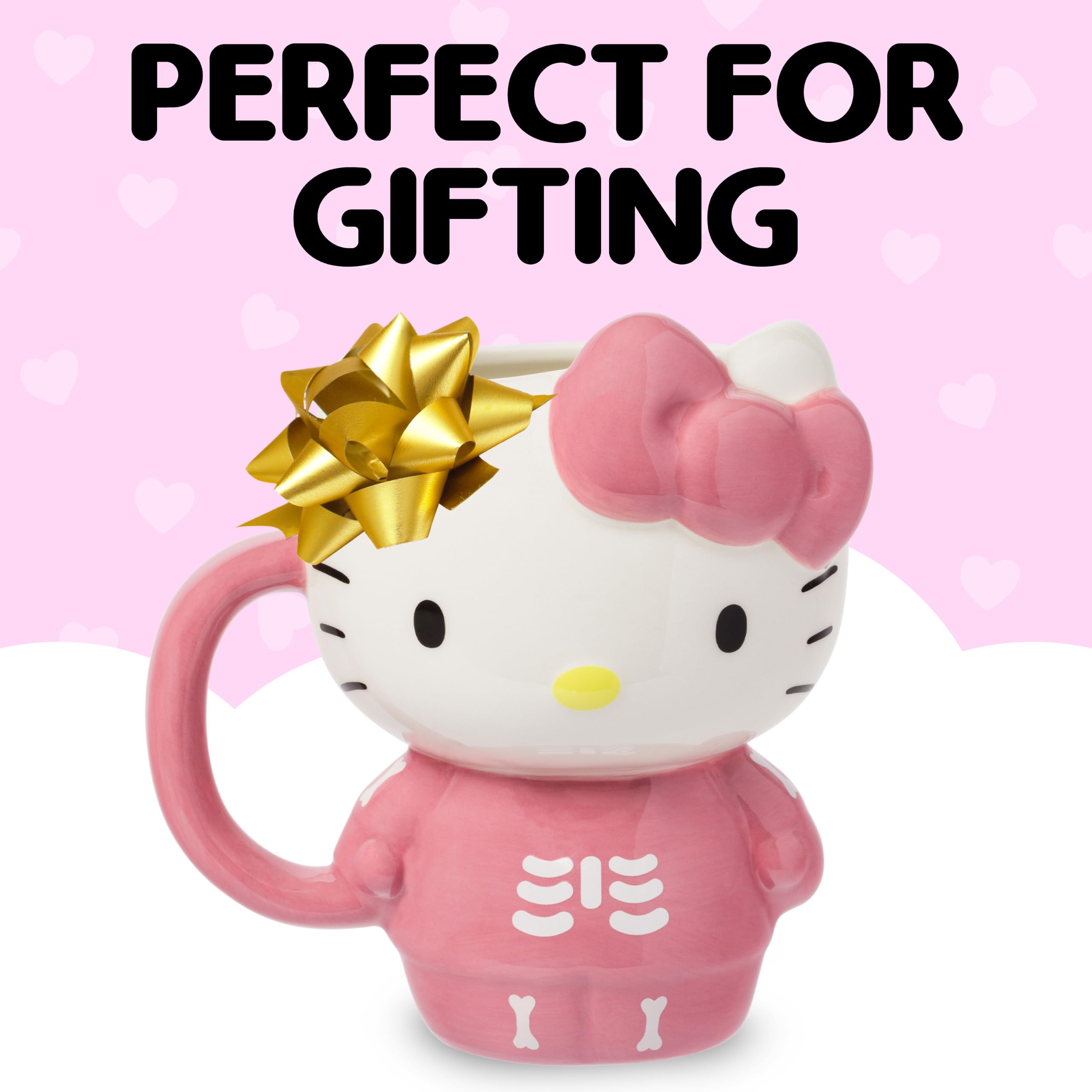 Silver Buffalo Sanrio Hello Kitty Halloween Gruseliges rosa Skelett Kostüm Keramik 3D geformte Tasse, 590 ml | Halloween, rosa Kostüm, Keramik, 0,59 Liter