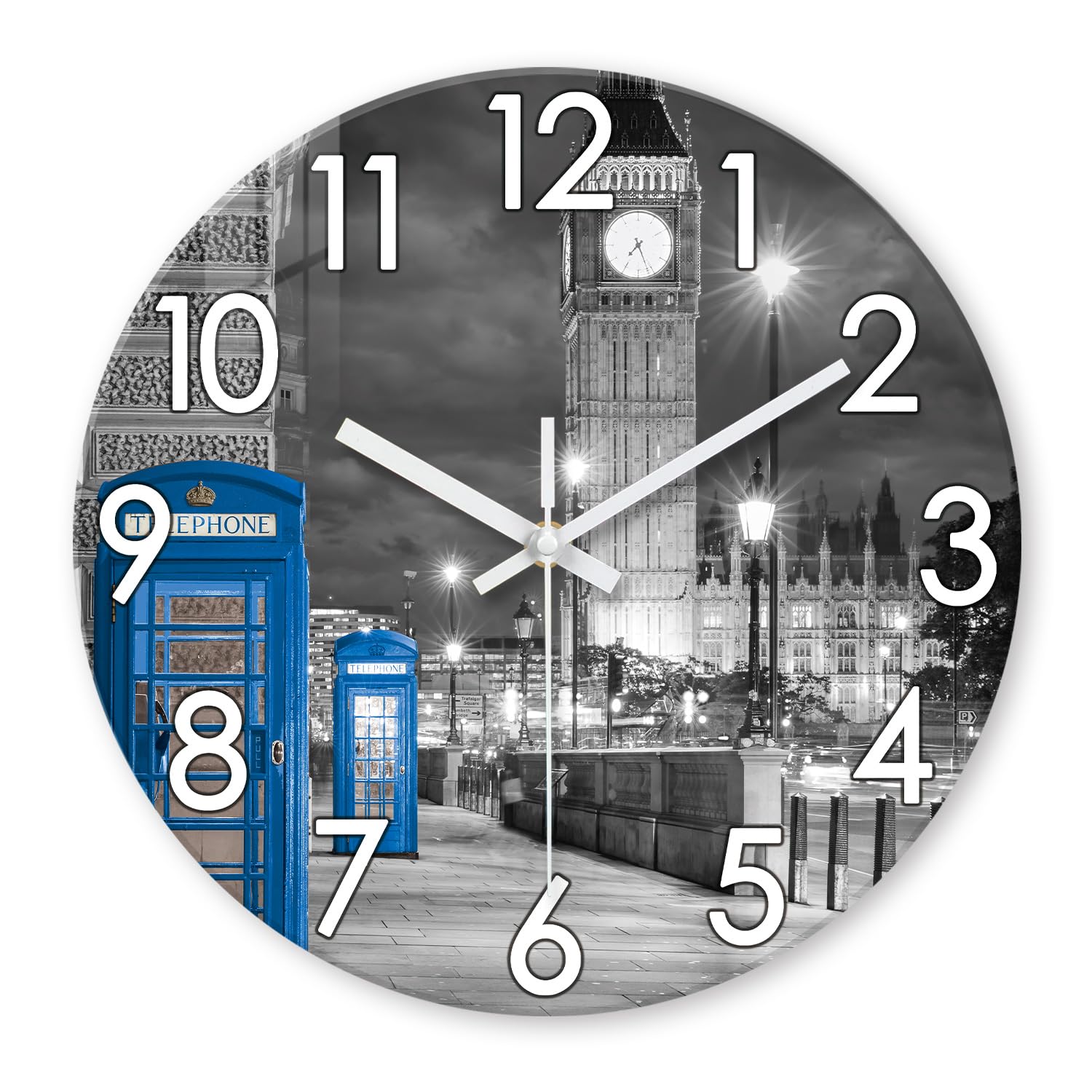 Constantplanet Modern Big Ben Glass Wall Clocks Battery Operated 20 Inch