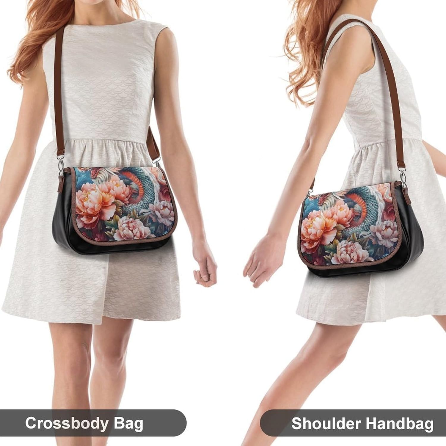 Dragon Women's Shoulder Handbags Cute PU Leather Purse Crossbody Messenger Bags