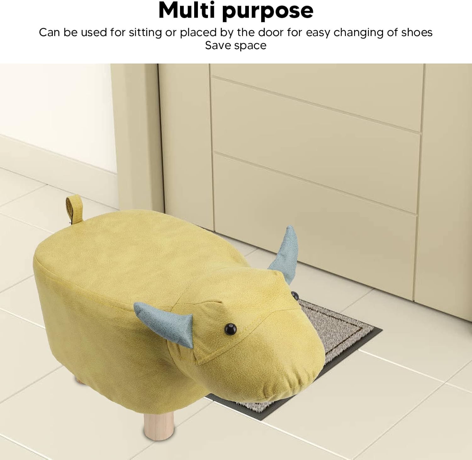 Cute Animal Footstools, Cartoon Animal Shaped Stool, Footrest Ottoman with Soft Padded Cushion, Strong Load Bearing Slip Resistant Silent Soft Multi Purpose Cute Footstool for Bedroom Living Room