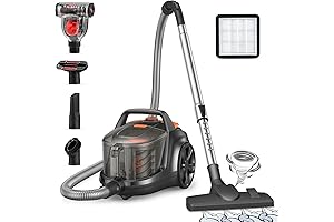 Aspiron Canister Bagless Vacuum Cleaner, Eliminate Chore Of Changing Bags