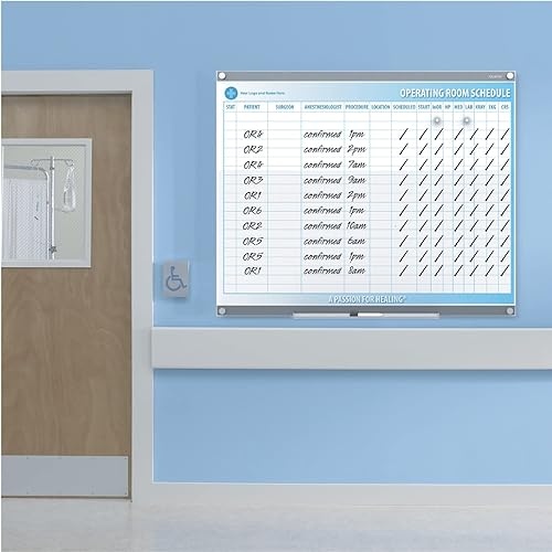 Miniatura 8 de Quartet Pizarra blanca de cristal, pizarra magnética de borrado en seco, 3 x 2 pies, con plantillas personalizables, superficie blanca de borrado en