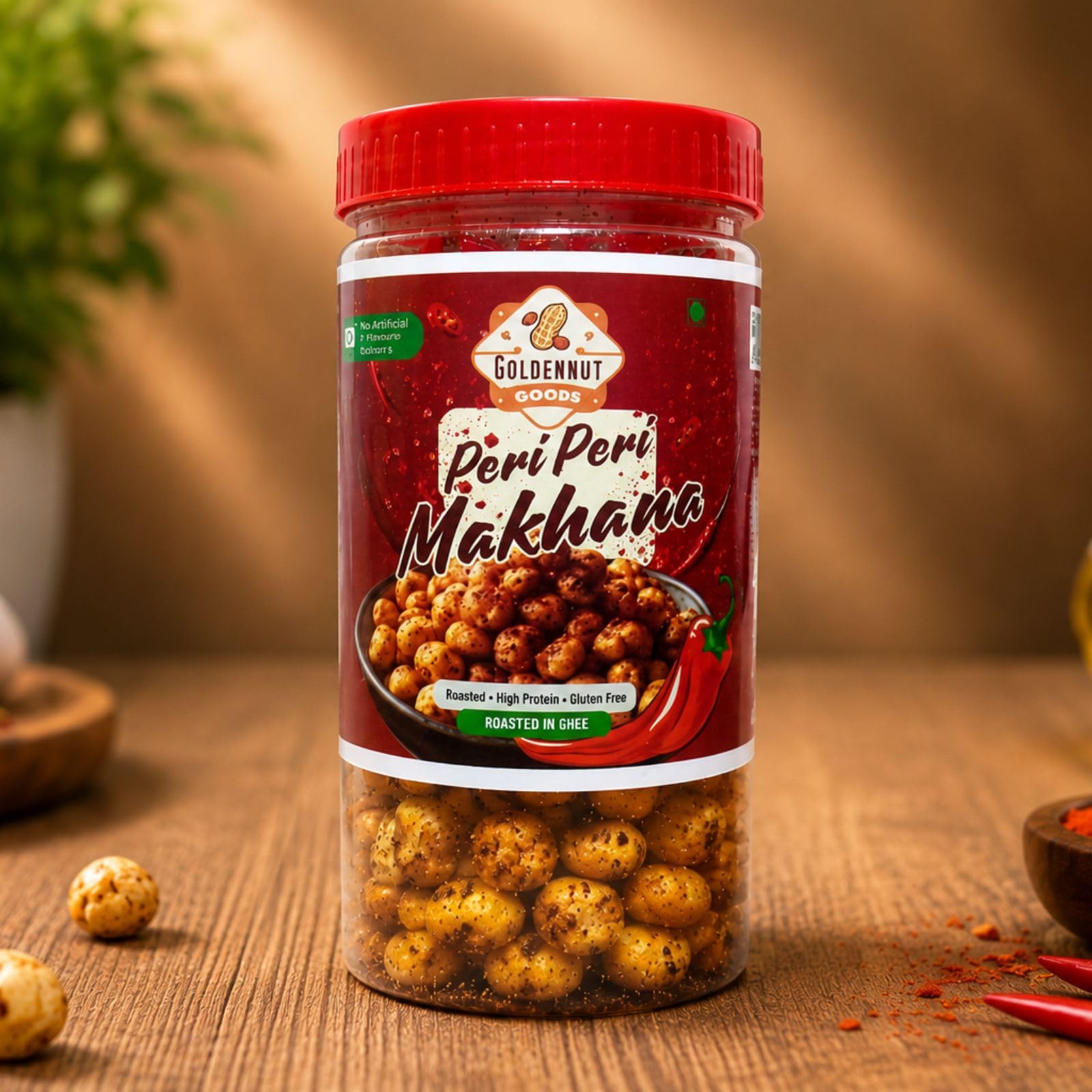 Golden Nut Goods Peri Peri Makhana (Fox Nuts) 70g Jar | Roasted Lotus Seeds Snack | Spicy & Crunchy Healthy Snack | High Protein, Gluten Free & Ready to Eat-image-21