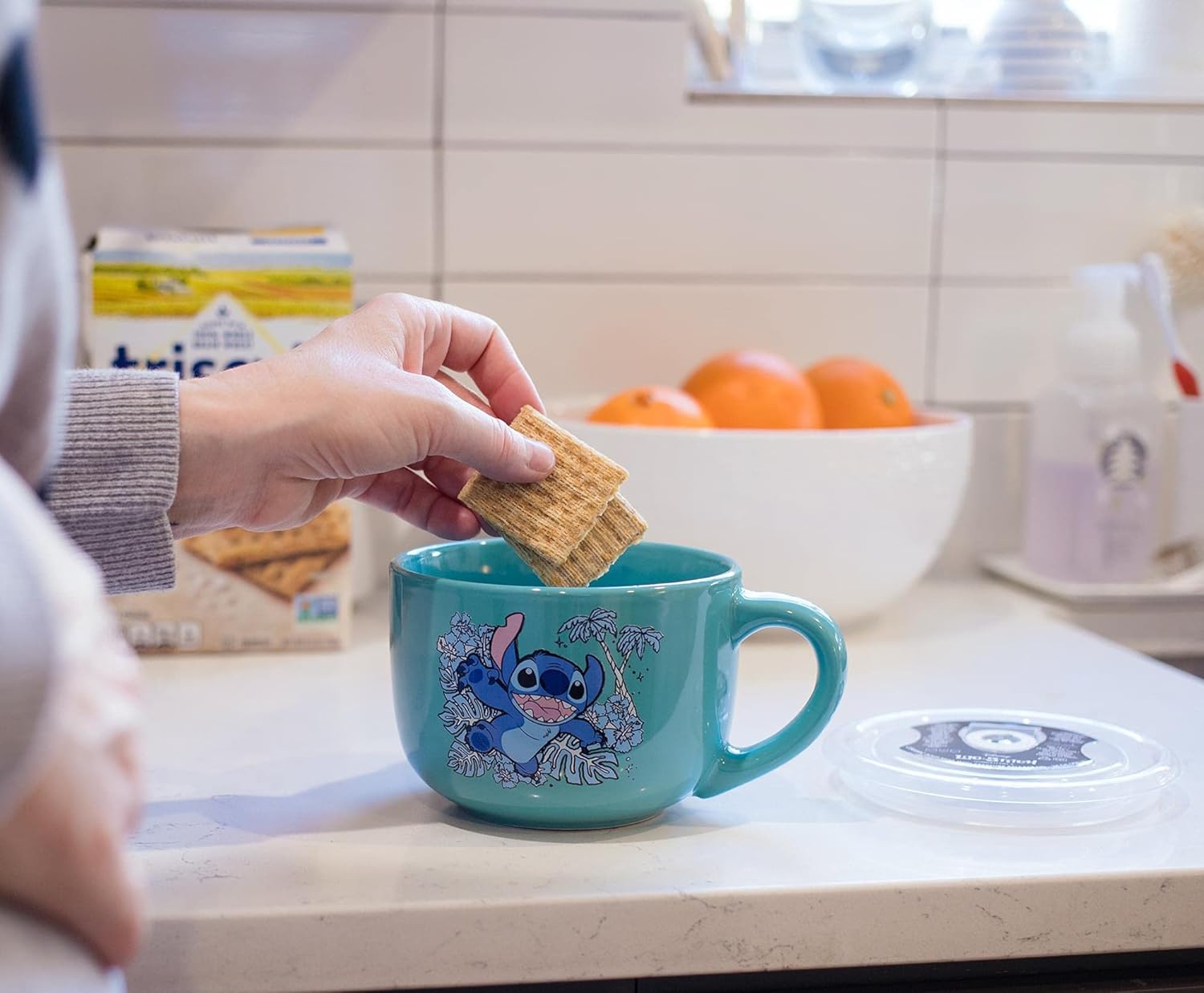 Silver Buffalo Lilo and Stitch Stay Weird Ceramic Soup Mug with Vented Plastic Lid, 24 Ounces - Image 6