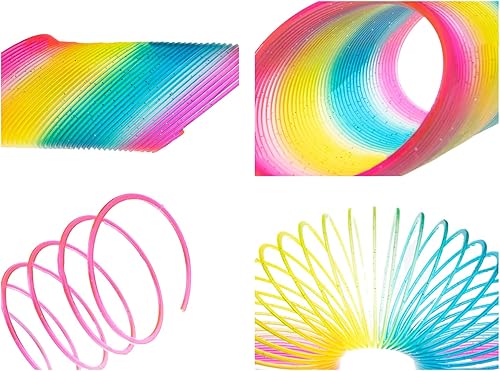 Miniatura 3 de Juguete de resorte helicoidal de arco iris gigante de 4.2 pulgadas, juguetes clásicos de descompresión de primavera, juguetes de escalera para niños