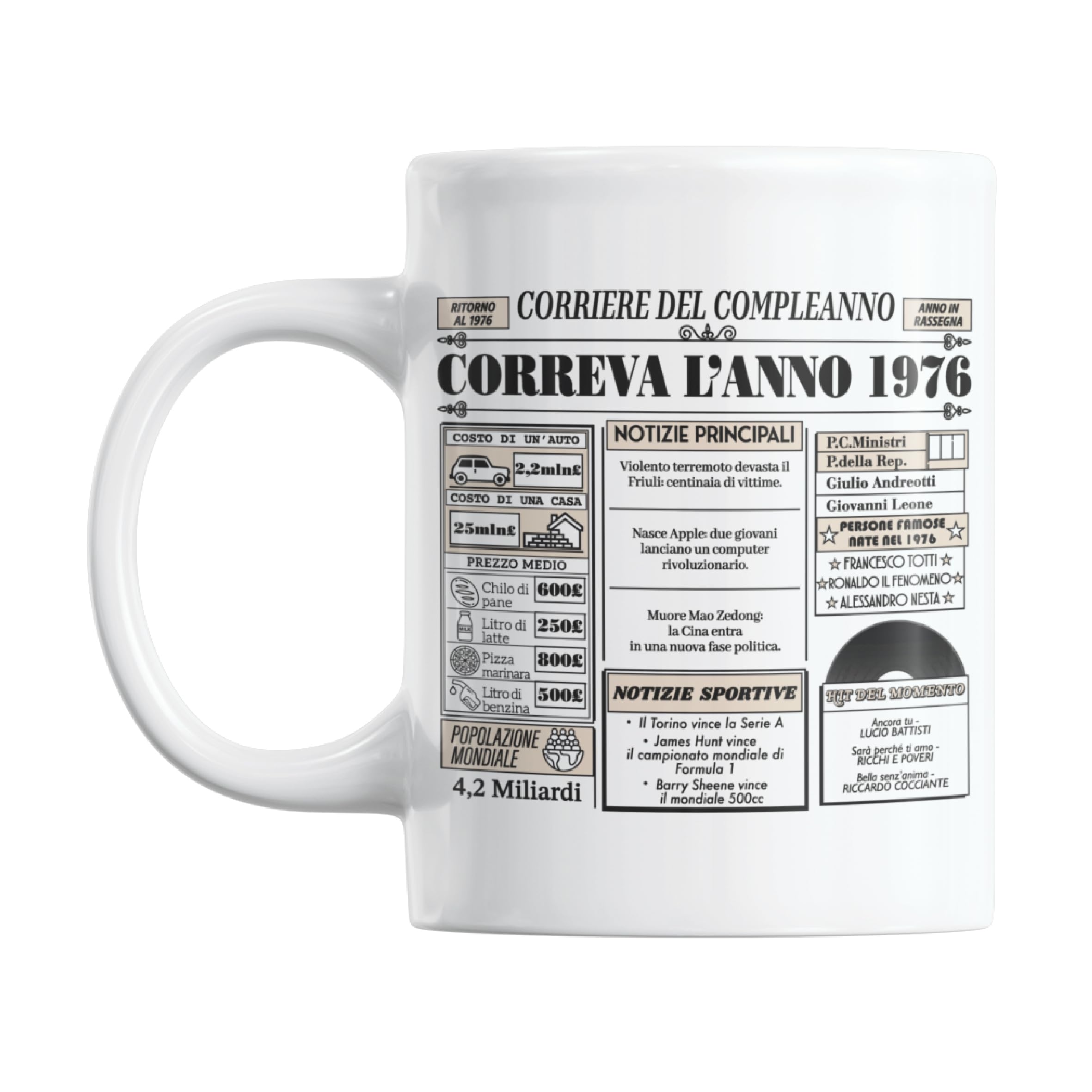 Tazza Regalo 50 Anni Donna Uomo - Correva l'Anno 1976 - Idee Regalo Compleanno