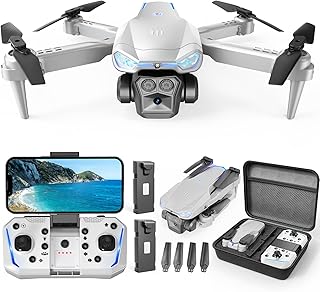 Drone plegable HD 1080P con cámara para adultos y niños, cuadricóptero RC con despegue/aterrizaje con una tecla, retención de altitud, vuelo de punto de ruta, giro de 360°, 2 baterías, juguete