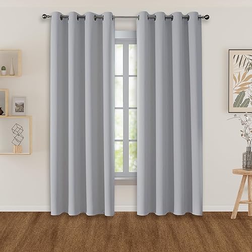 Cortinas opacas color blanco puro, juego de 2 paneles de 52 pulgadas de ancho x 84 pulgadas de largo, cortinas opacas para ventana de dormitorio