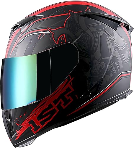 Miniatura 2 de Casco integral para motocicleta 1Storm con diseño de cráneo rey en mate negro + una visera transparente extra HJK311
