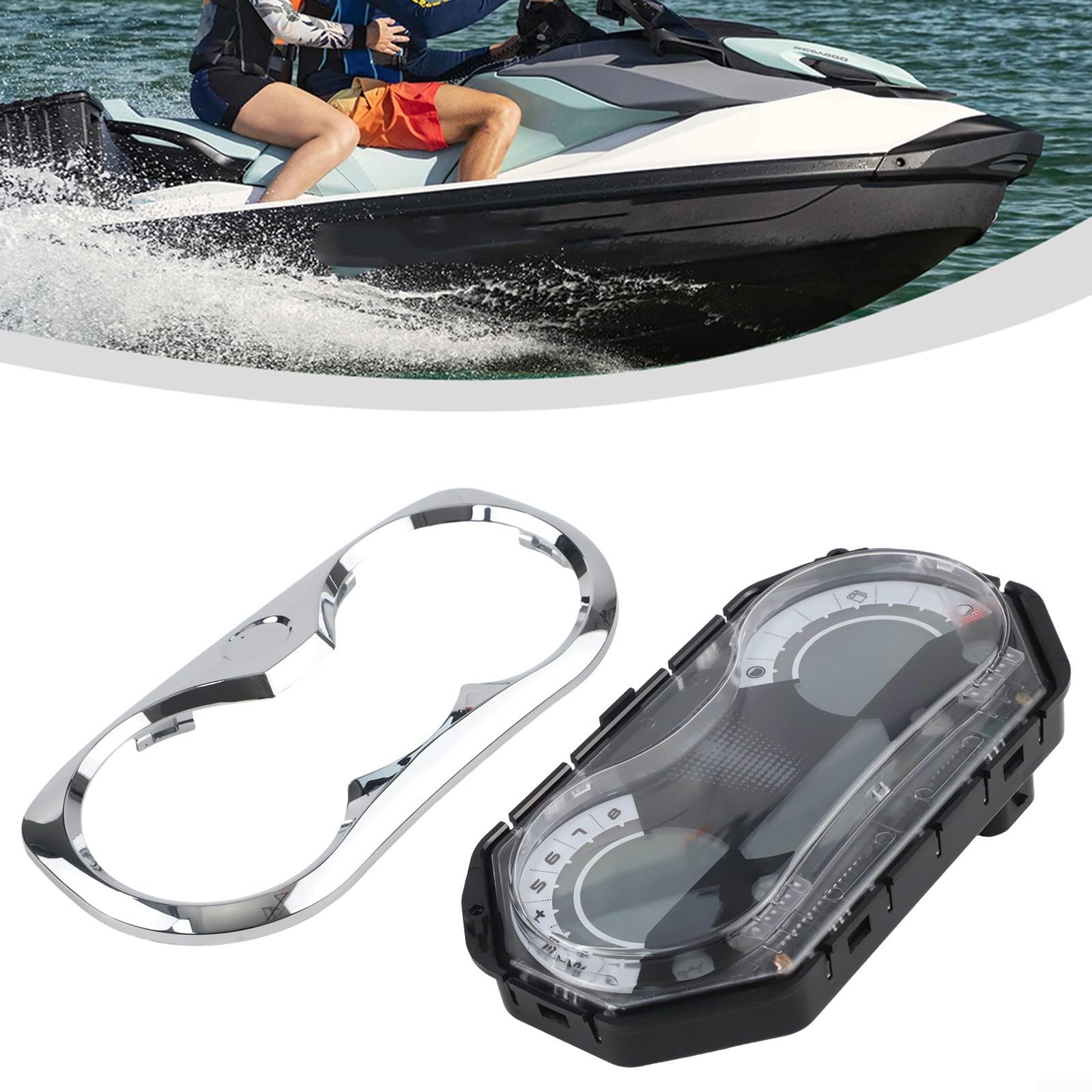 Compteur de vitesse LCD Cluster avec lunette chromée pour Sea Doo GTI 130 2008-2010 GTI SE 155 pour Wake 155 pour gts Pro 130 2011 RPM lecture du niveau de carburant