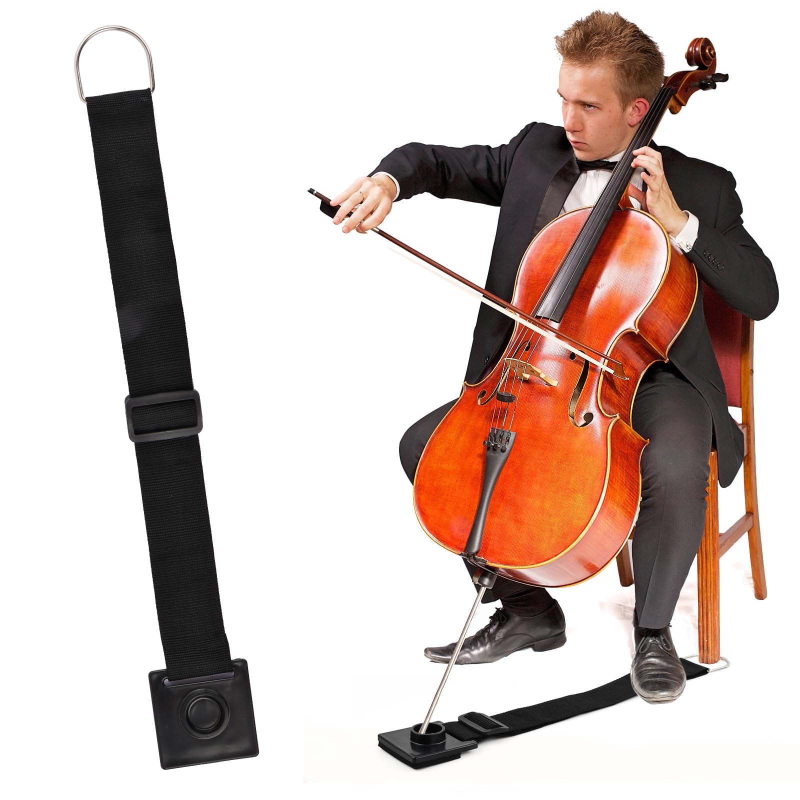 Godneei Anti-Slip Cello Pad, Non Slip Mat, Endpin Protector for Cello, Black