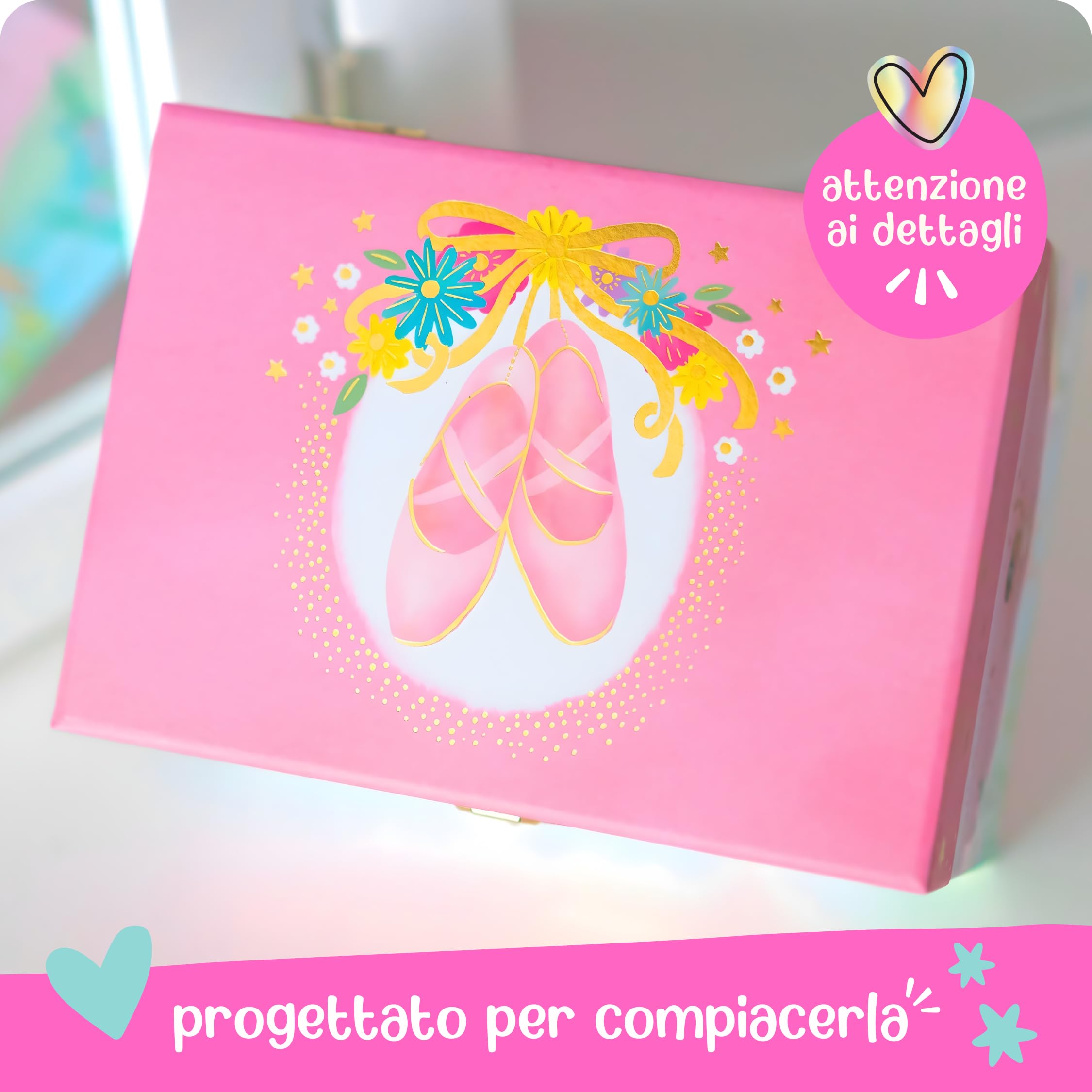 Giggle & Honey® Portagioie Carillon per Bambine - Scatola Musicale per Bambini con Ballerina che Gira e Specchio, Regali per Bambine da 3 a 10 anni, Scatole Portagioie per Bambini