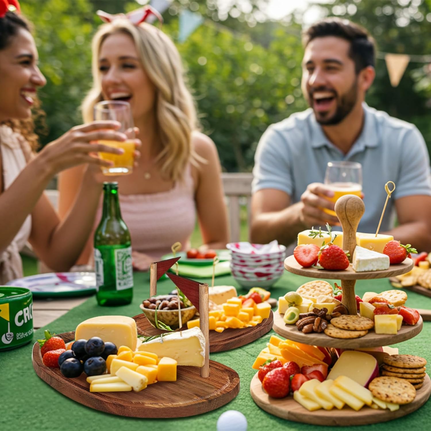 Ziliny Golf Cheese Board Gift Set Party Favor Prizes Charcuterie Wood Board with Knives and Box Father Day Gift for Dad Grandpa Party Tournament Game(9.8" x 7.7", Acacia Color)