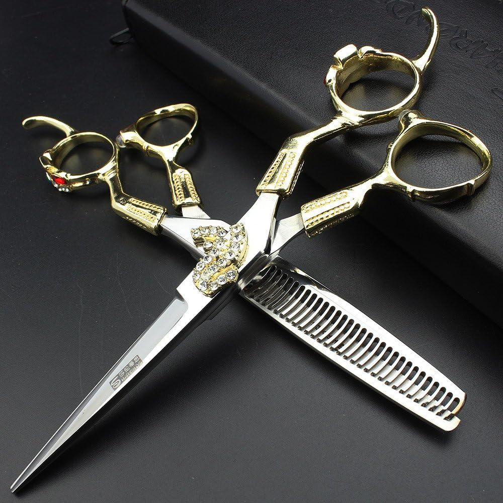 SHARONDS 6 inch professional hairdressing scissors barber shop supplies cutting dies diamond hair scissors set for hairdresser (Full set)
