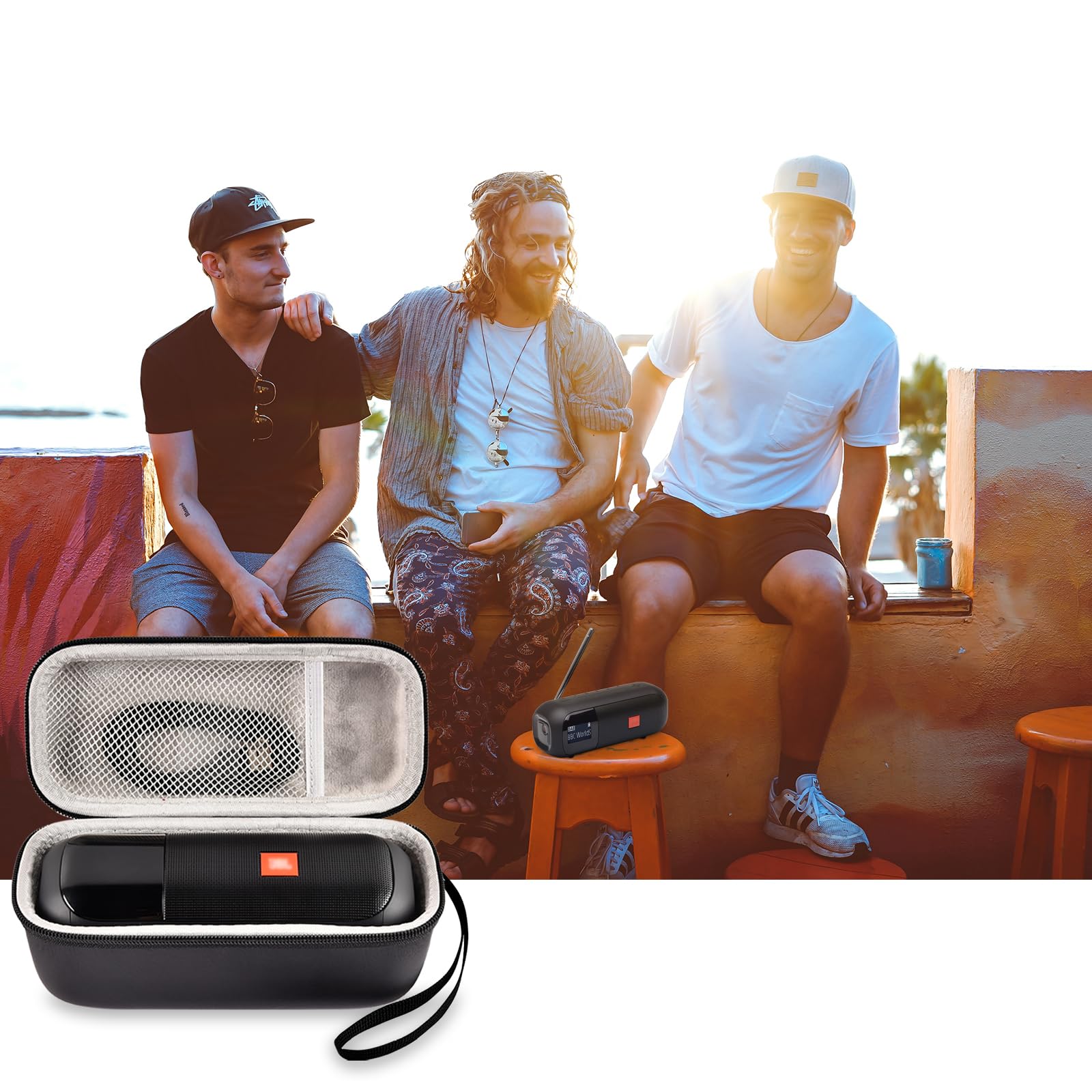 Housse pour Enceintes pour JBL Tuner 2/Flip 6/Flip 5/Essential 2, étui Portable de Voyage avec Compartiment pour câble USB - Boîtier Seul
