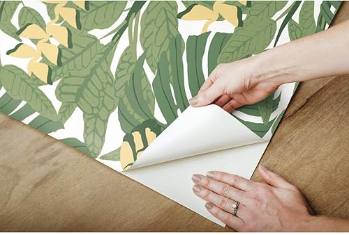 Miniatura 4 de RoomMates RMK11531RL Finlayson - Papel tapiz autoadhesivo verde y amarillo Bunaken