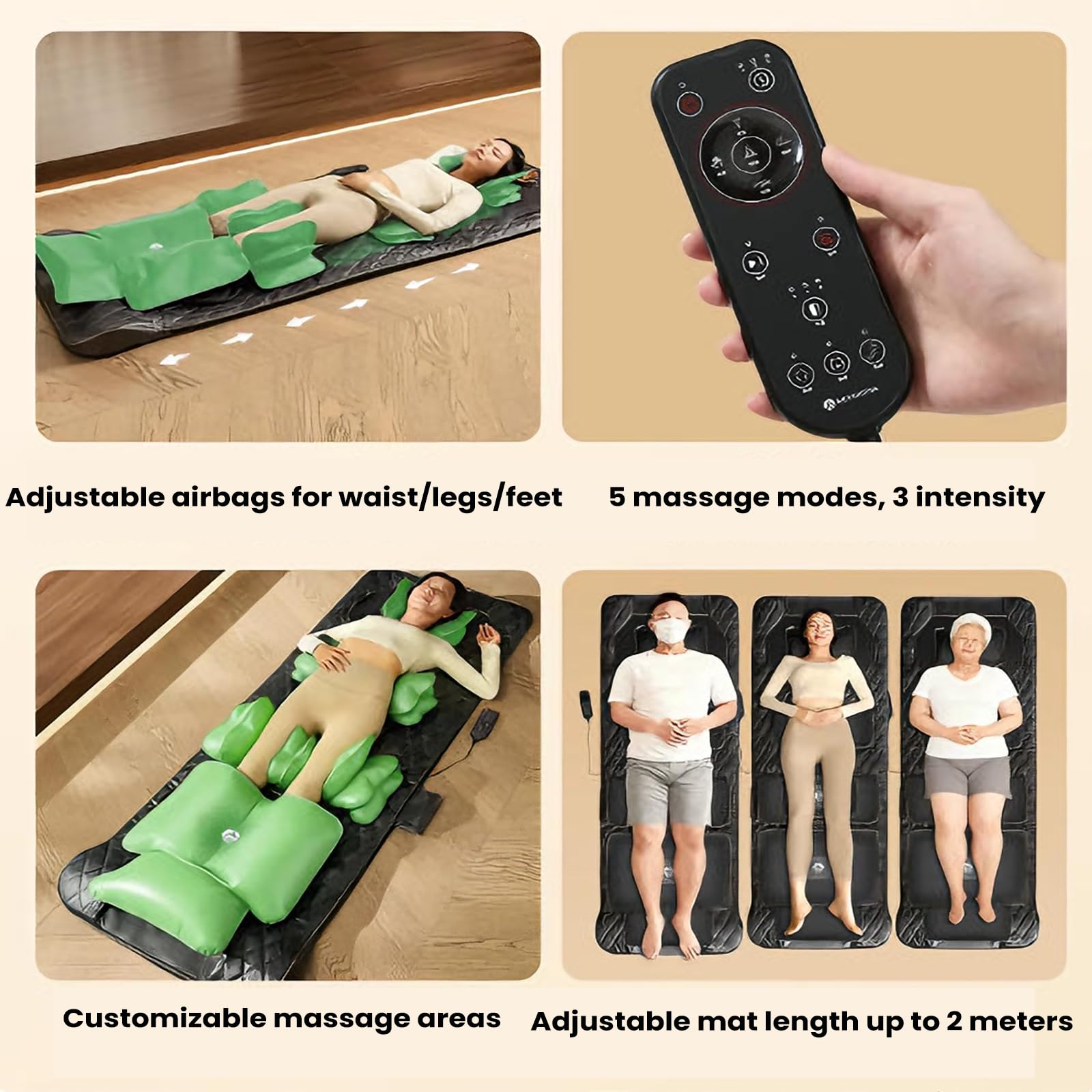 Colchoneta Masaje Con Bolsa Aire,cama Tracción Para Estiramiento Corporal Con Onda Aire Dinámicaindependiente,posición Bolsaaire Se Puede Ajustarsegún Altura,modo 5masajes,compresión En Caliente