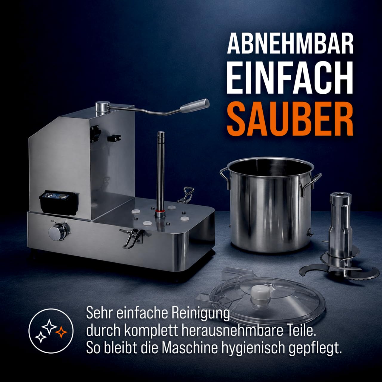 GastroHero Kutter I 12 L Taglierina da tavola per carne, verdure, pane, in acciaio inox, cutter vegetabile, per gastronomia