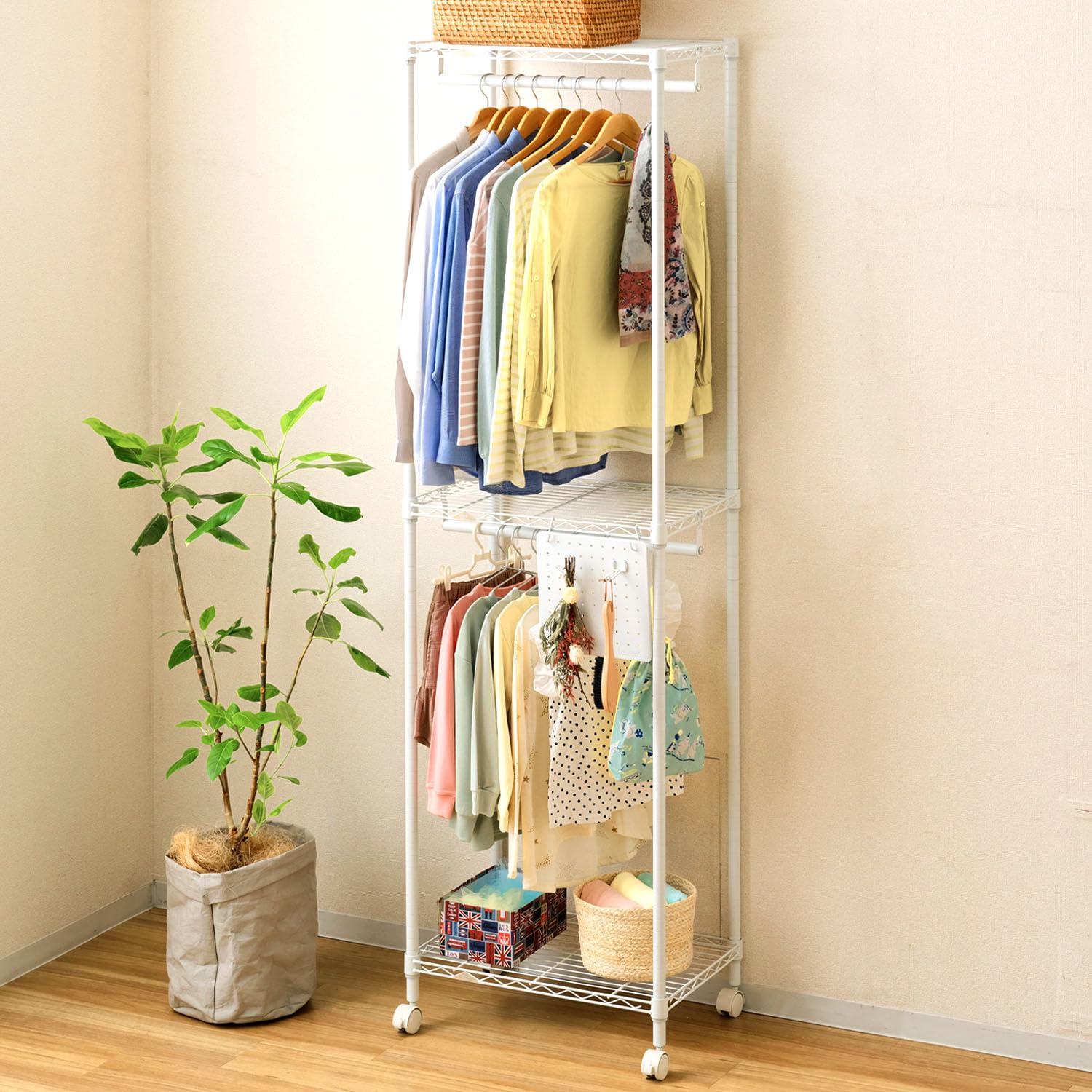 ルミナス 2段ワードローブ ホワイト EHL2WD-60 幅61×奥行41 Amazon｜ドウシシャ ルミナス 2段ワードローブ ホワイト EHL2WD