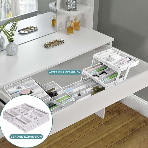 Miniatura 5 de Aobiono Organizador inteligente de cajones de varios niveles, bandejas plegables plegables de almacenamiento expandible de varios niveles para