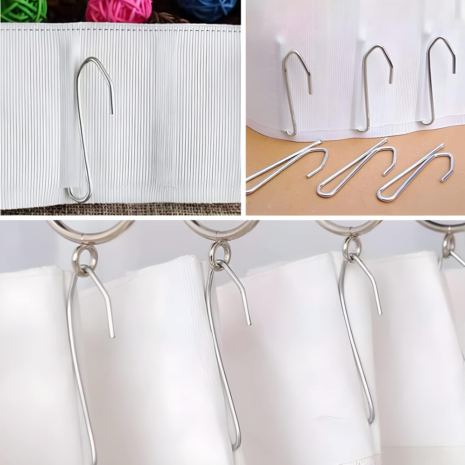 50 Pcs Curtain Drapery Hooks of Heavy Duty 2.68in Metal Pinch Pleat for Window,Door,Shower,Living Room,RV