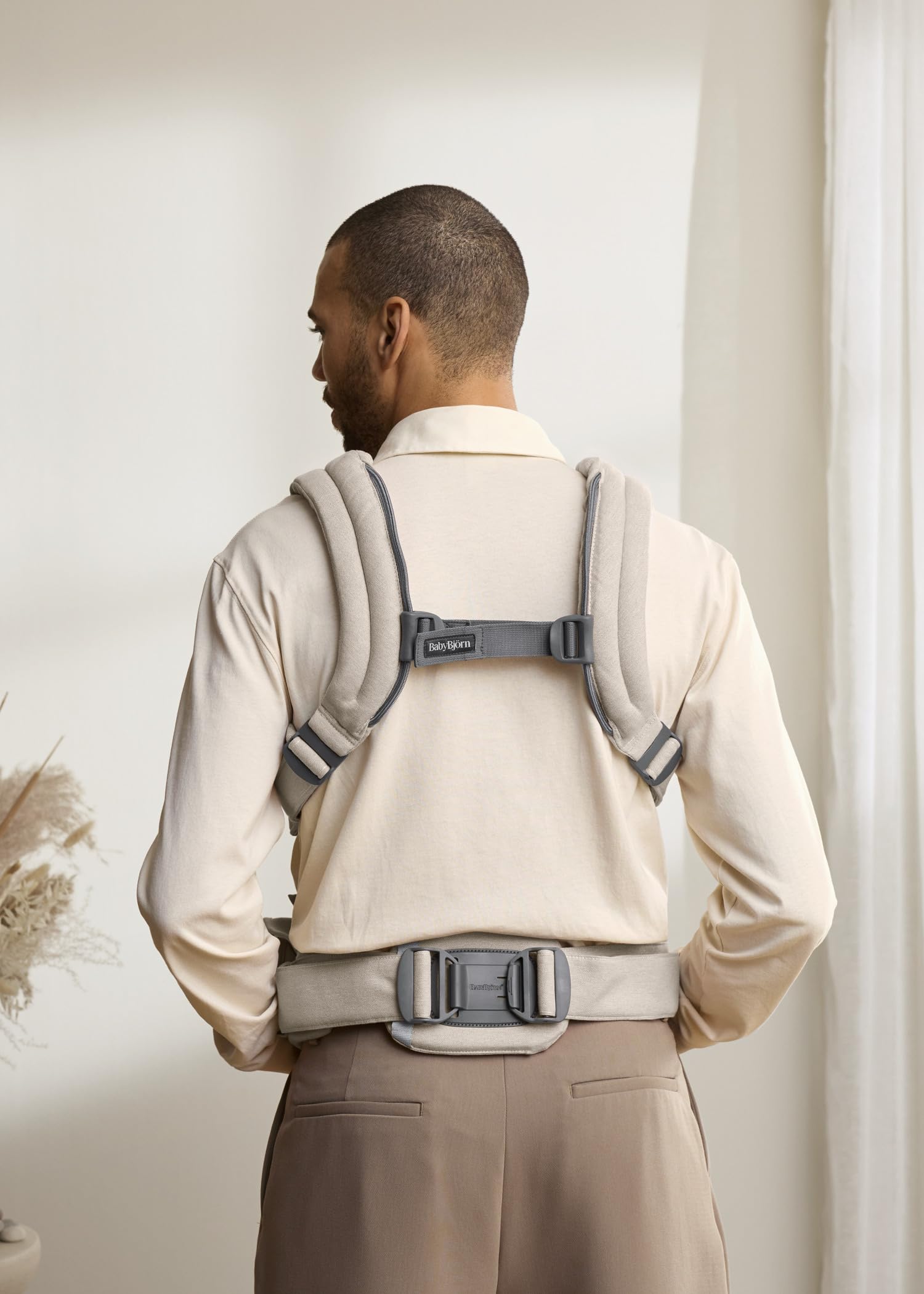 BabyBjörn Mochila Porta Bebé Harmony, Tejido jaspeado, Beige claro