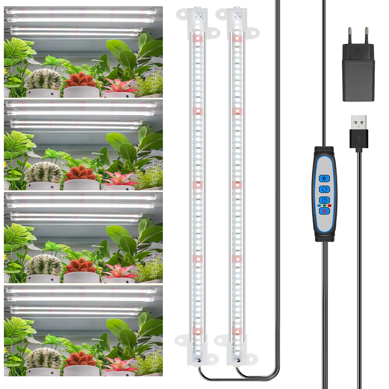 Wiaxulay Pflanzenlampe LED Pflanzenlampe Vollspektrum 120 LEDs für Zimmerpflanzen Pflanzenlicht mit Ein-/Aus-Timer, 10 Helligkeiten, 3 Schaltmodi, Wachstumslampenleisten für Zimmerpflanzen, 1 Stücke
