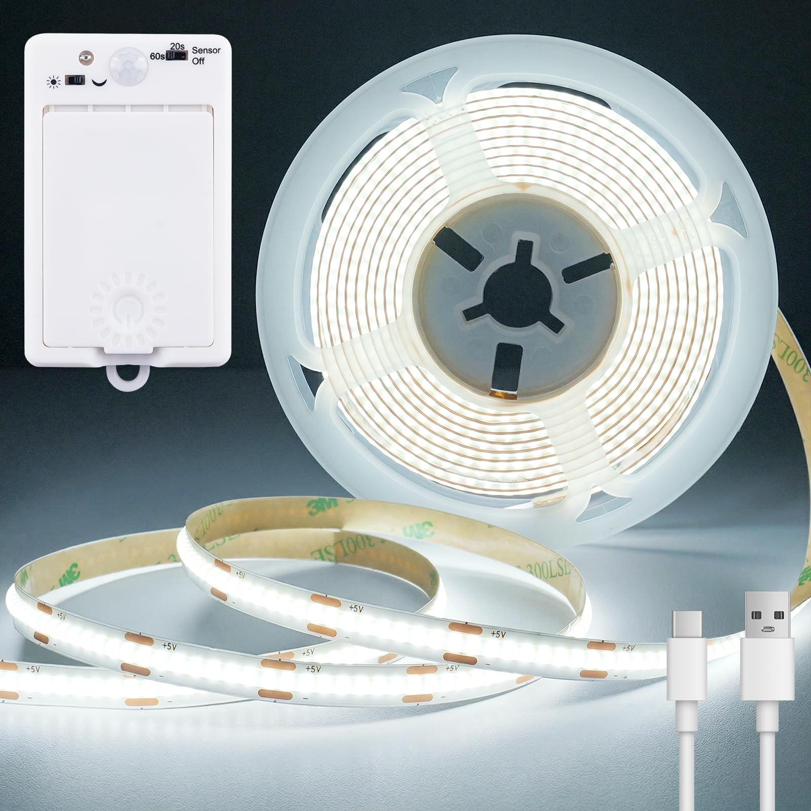 Amazon.com: OMIKA COB Rechargeable LED Strip Light, 6.56ft 640LEDs