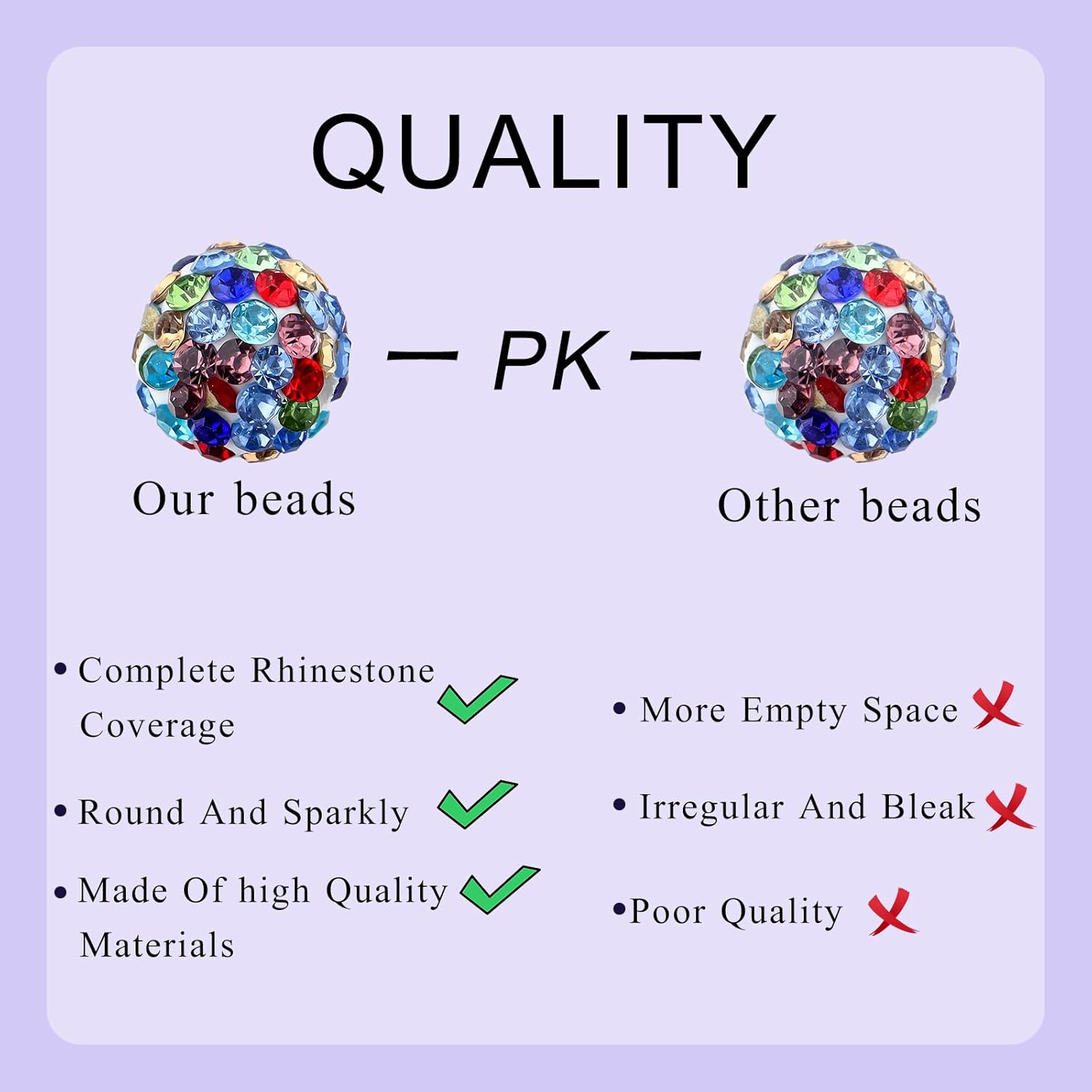 100Pcs Rhinestone Beads 10mm for Jewelry Making, Shiny Round Shamballa Disco Beads Bling Sparkle Rhinestone Clay Beads for Necklace Bracelet Earring Making and DIY Decoration(White Colorful) - Image 3