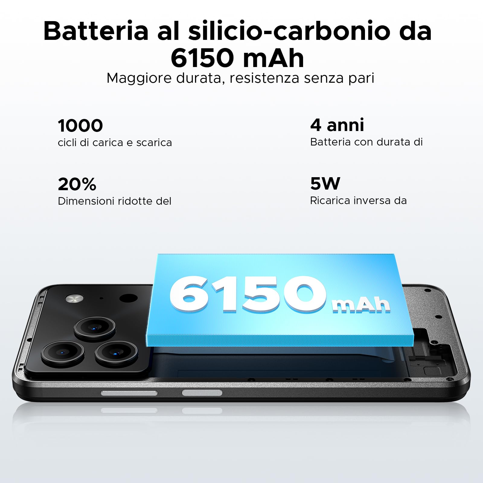 DOOGEE Note 56 Smartphone Android 16, 6150 mAh, 8.45 mm Ultrasottile, 6.56" HD + 90 Hz IPS, 24 GB + 64 GB/2 TB TF, 4G Telefono Cellular offerta Smartphone, Dual SIM/Octa Core/OTG/Face ID/GPS, Nero