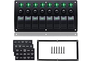 Geloo 12V 8 Gang Marine Rocker Switch Panel with Circuit Breaker