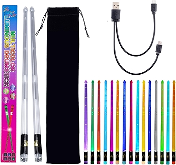 充电发光鼓棒，15种颜色变换LED鼓棒，个性化音乐乐器礼品