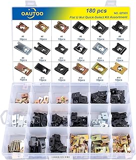 OAUTOO 180pcs Automotive Body Flat U Nut Quikc-Select Kit Assortment