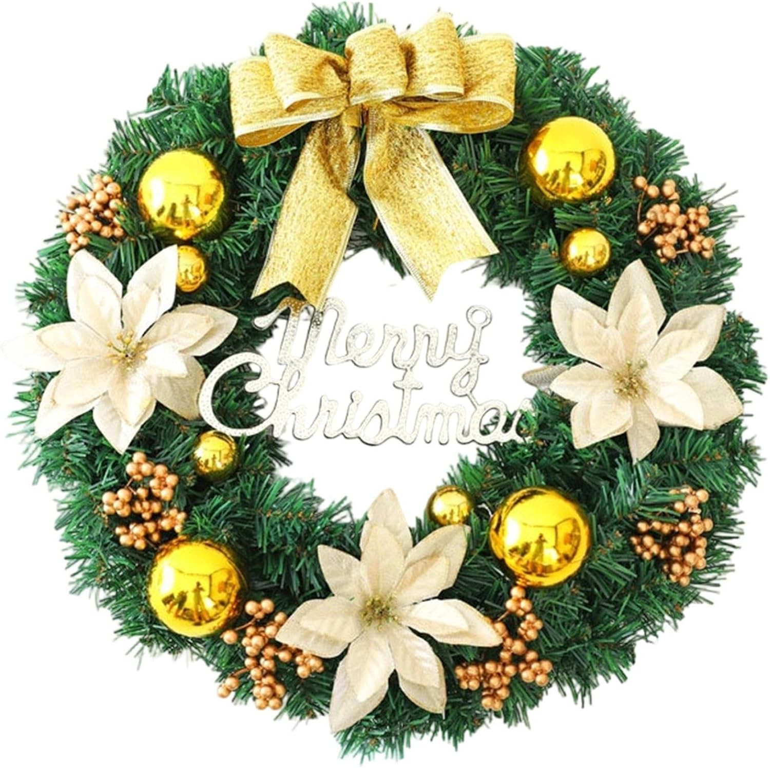 Amazon.com: 18 Inch Artificial Christmas Wreath Berries and Bow for the ...