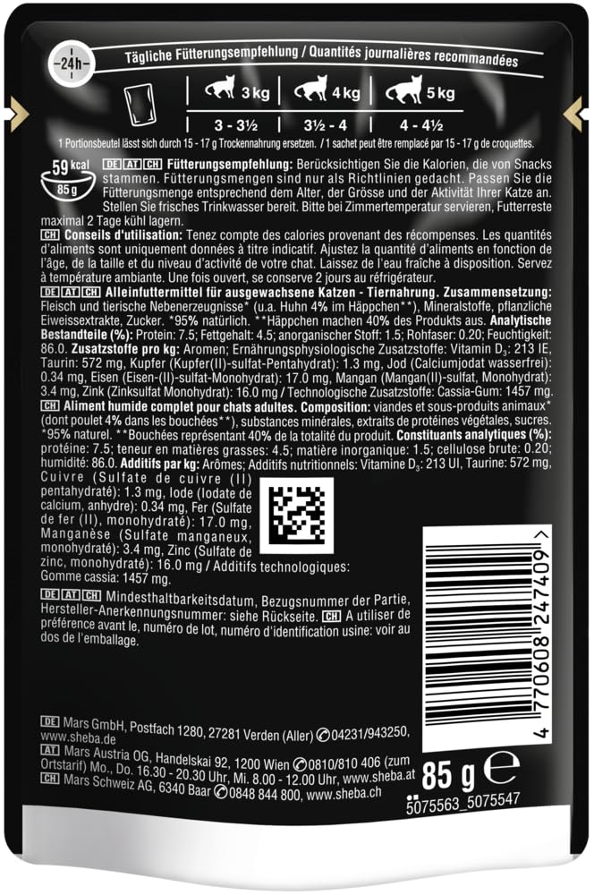 Sheba Delikatesse natvoer voor katten in portiezak met kip in gelei 28 x 85 g Sheba Delikatesse natvoer voor katten in portiezak met kip in gelei 28 x 85 g