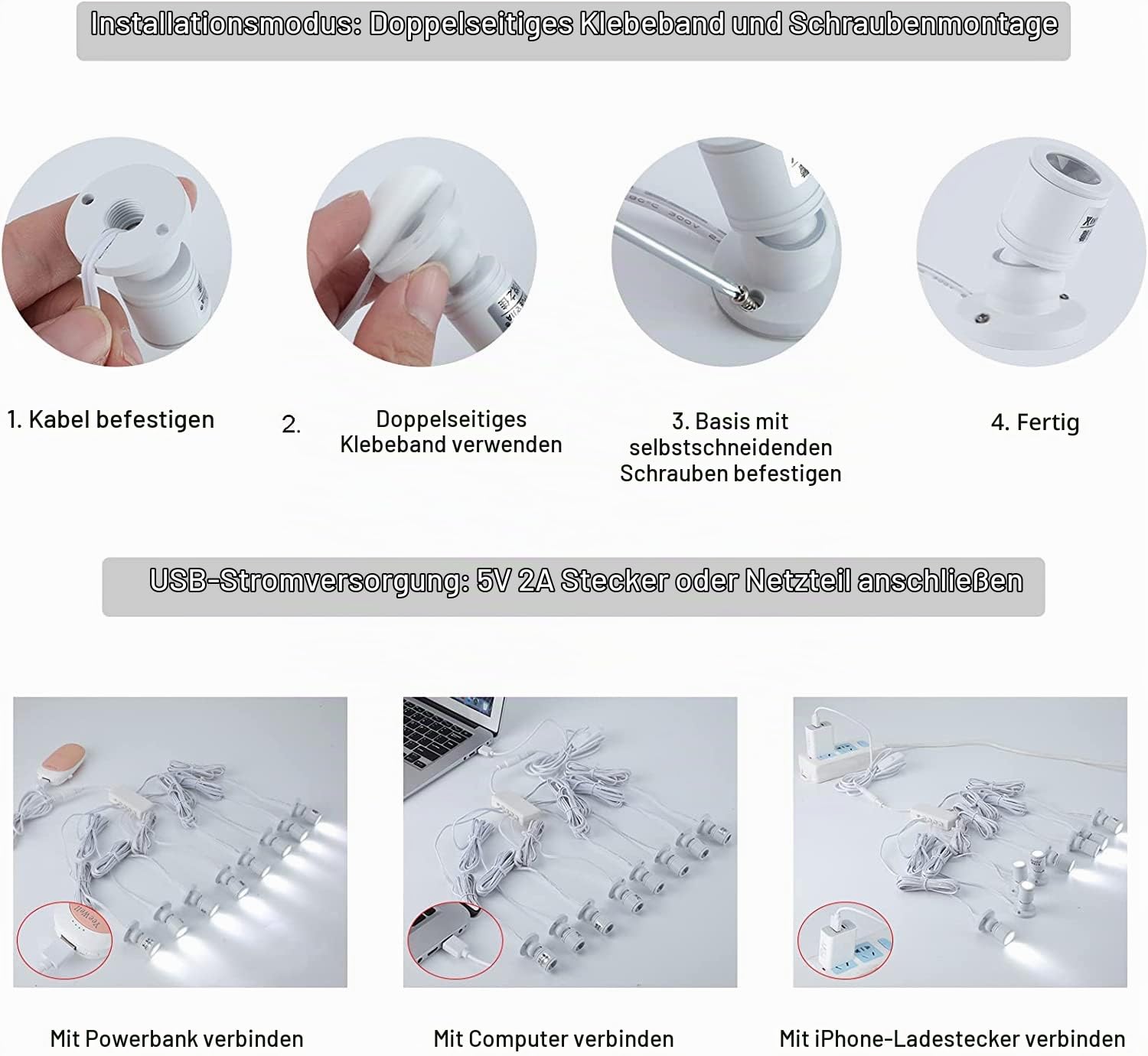 Cefrank Mini LED Spots Vitrinenbeleuchtung, dimmbar Einbaustrahler, Nachtlicht mit Drehbar Licht Kopf für Zuhause, Restaurants, Schrankbeleuchtung(1W, 8-Stück, Weiß)