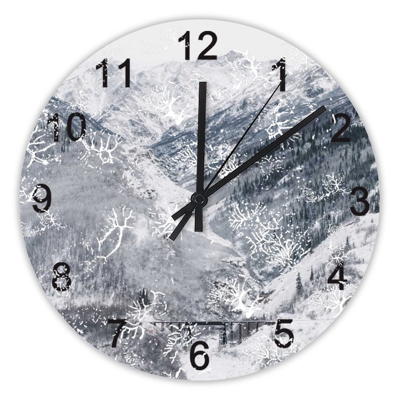 Horloge murale sans tic-tac mécanisme silencieux à pile argent
