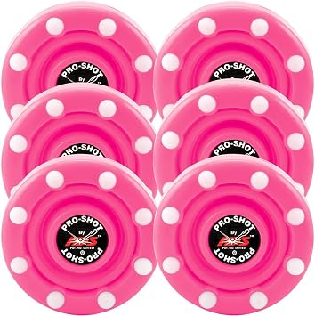 6 Pack of IDS Roller Hockey Puck Pro Shot Pink