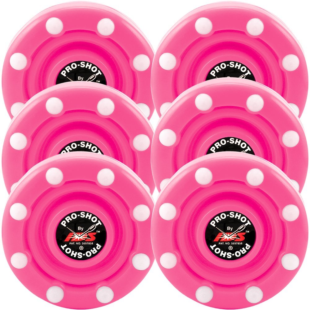 IDS 6 Pack of Roller Hockey Puck Pro Shot (Pink)