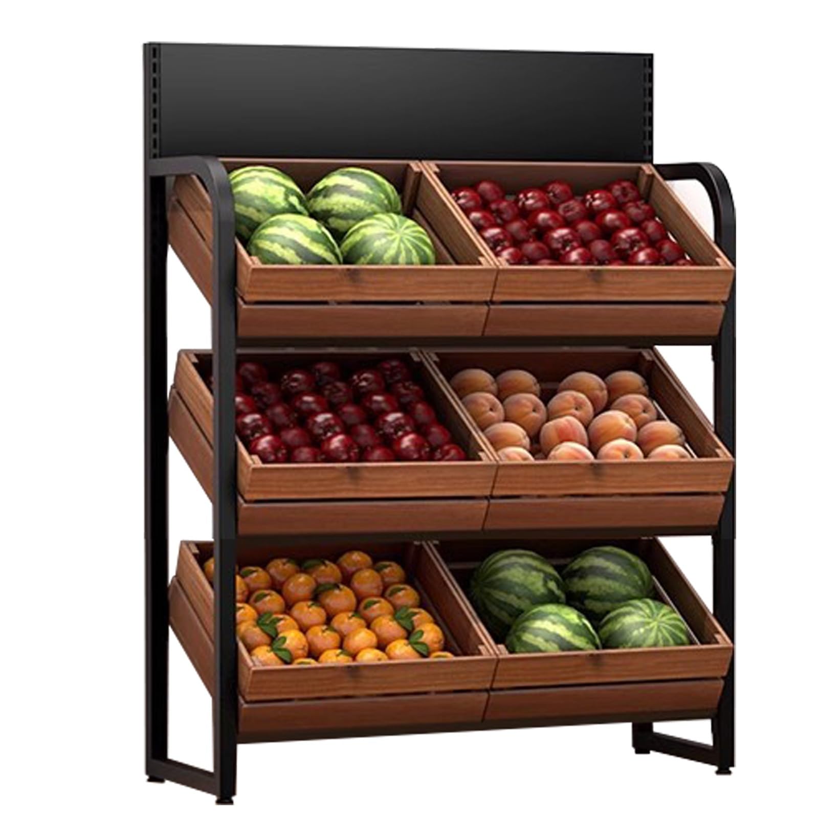 Estantes para Fruta Presente de Fruta de Madera de Servicio Pesado para Negocios, 55 "Los Estantes de la Exhibición de Bocadillos de Los Supermercados de 55", Organizador de Papa Grande para la Despen