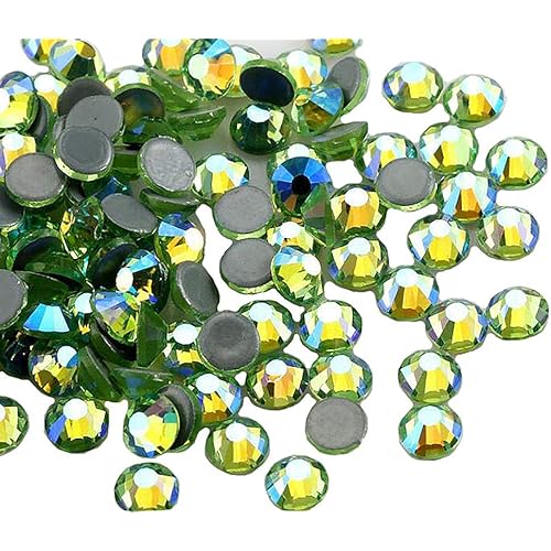 Jollin Hot Fix Crystal Flatback Rhinestones Glass Diamantes Gems 4.8mm(20ss 1440pcs, Light Green AB)
