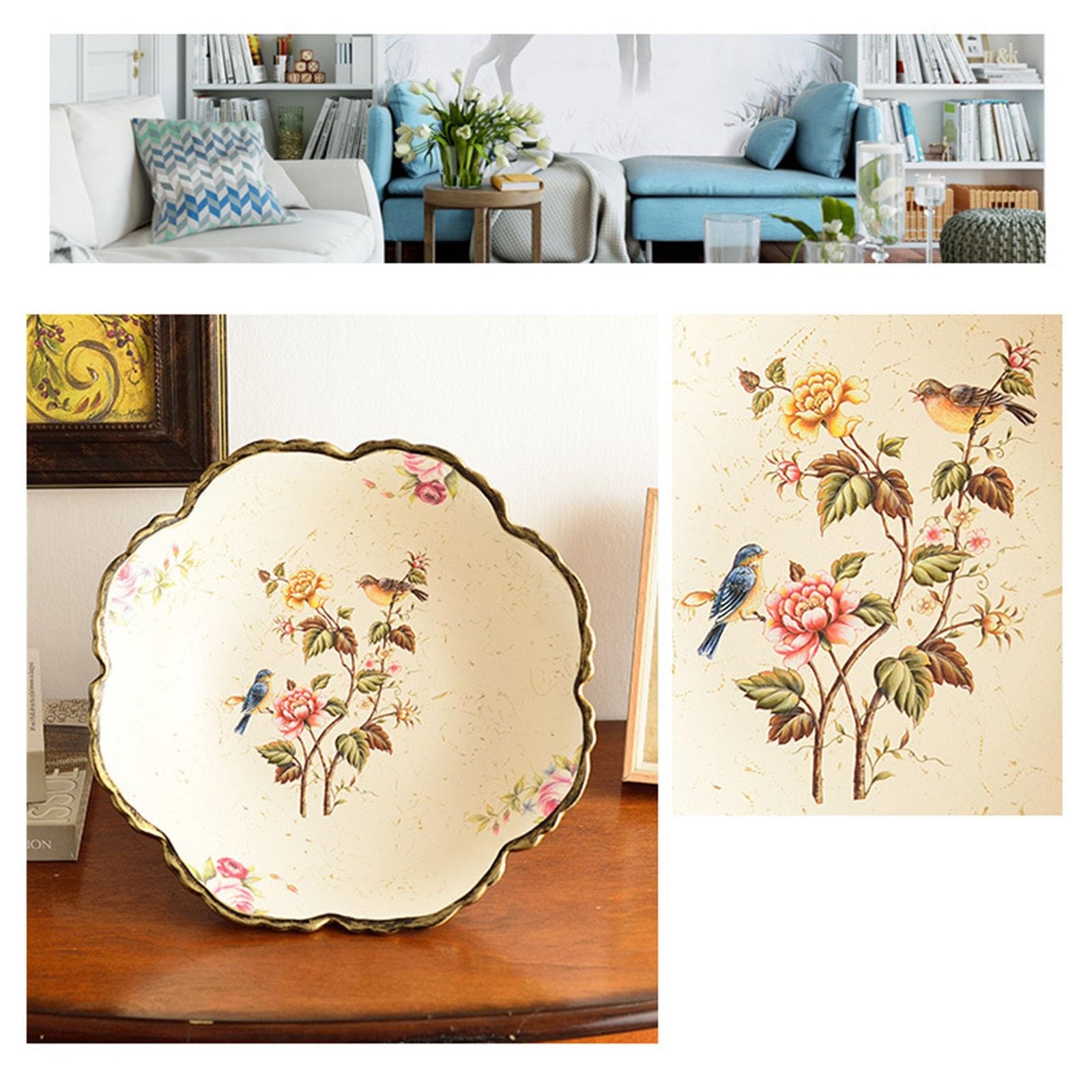 Talerz z owocami Stojąca taca wystawowa na owoce ceramika domowa taca na słodycze żywa zastawa stołowa talerz na chleb pojemnik na jedzenie dekoracja talerza na przekąski Miska z owocami(C)