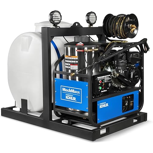4000 PSI 4 GPM Kohler 429 cc 14 HP E-Start Engine Hot Water Pressure Washer Skid Mounted with 175 Gal Tank, Model HPW40KT