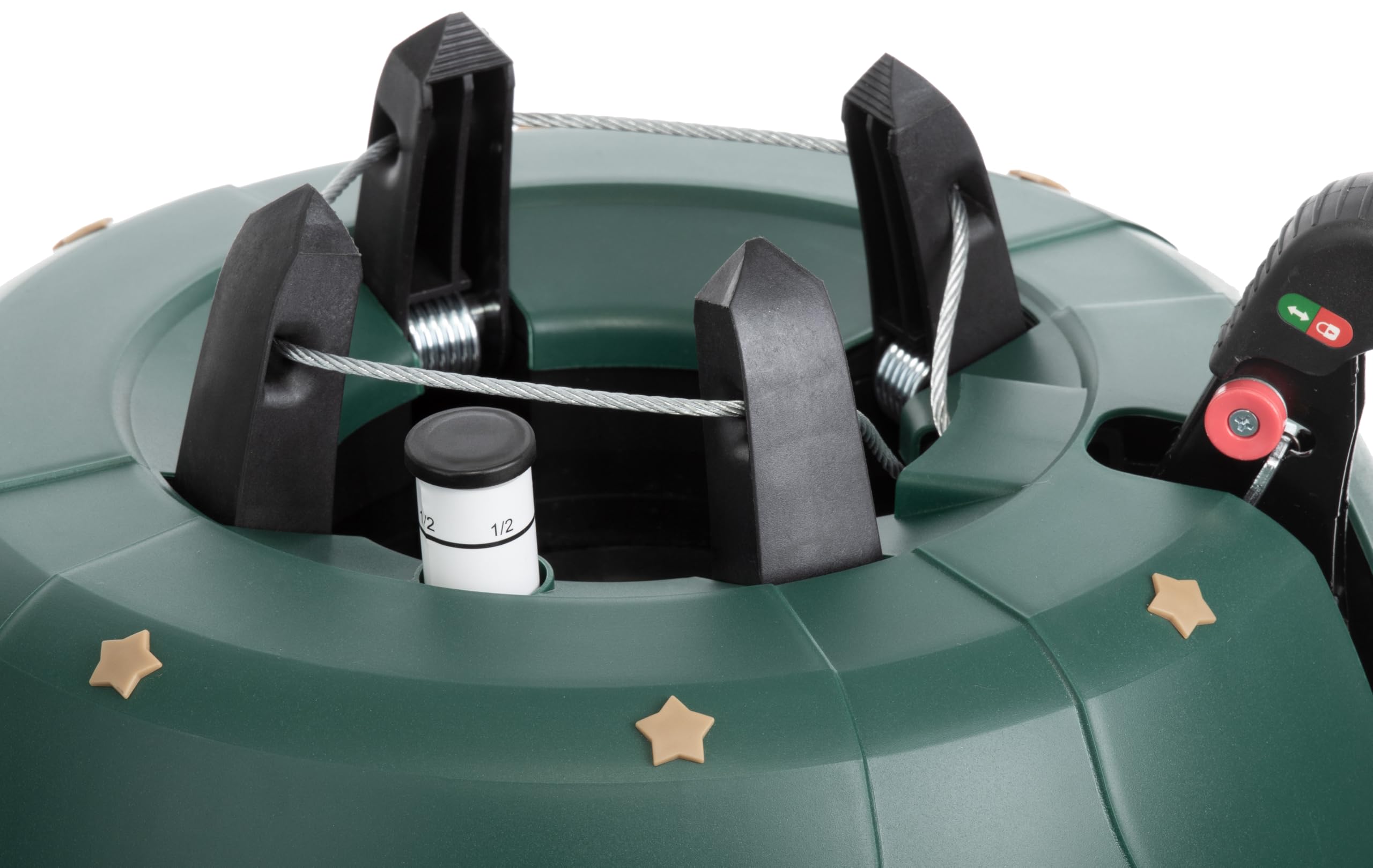 Brandsseller Pied de Sapin de Noël avec Technologie de Levier de Pied, Technique Mono-câble et Technique sécurité - pour Arbres jusqu'à 2,0 m - Couleur: Vert