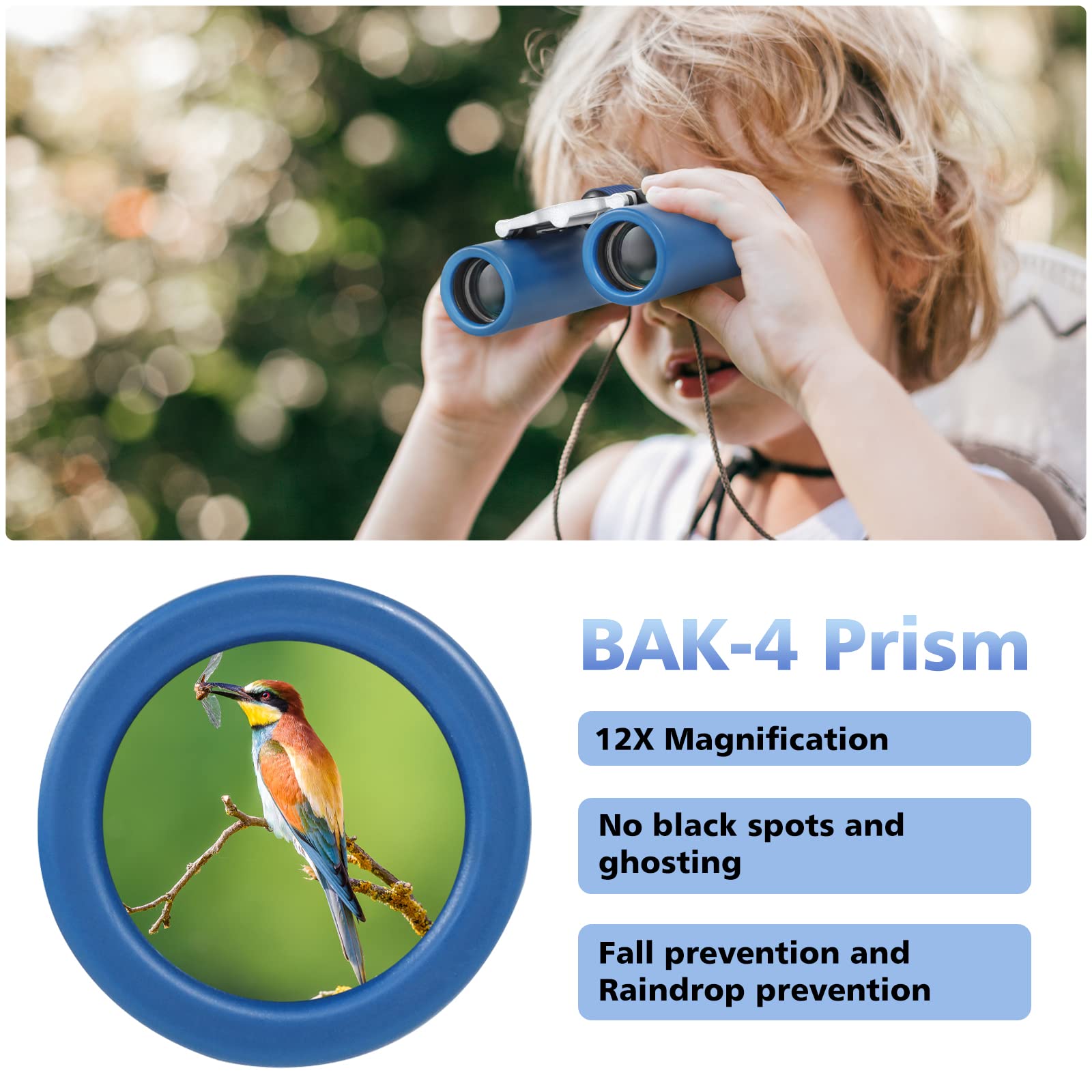 Prismáticos 12x25 Para Niños Y Adultos | Con Prismas BAK4 Y Lentes FMC | Compactos Y Plegables Con Bolsa De Transporte | Regalo Para Actividades Al Aire Libre