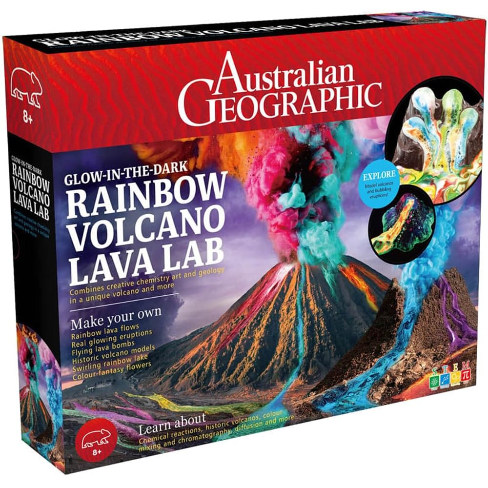 Wild Environmental Science - Rainbow Volcano Lava Lab - Science Kit for Ages 8+ - Create Glow-in-The-Dark Rainbow Lava, Volcanos, Lava Bombs and More
